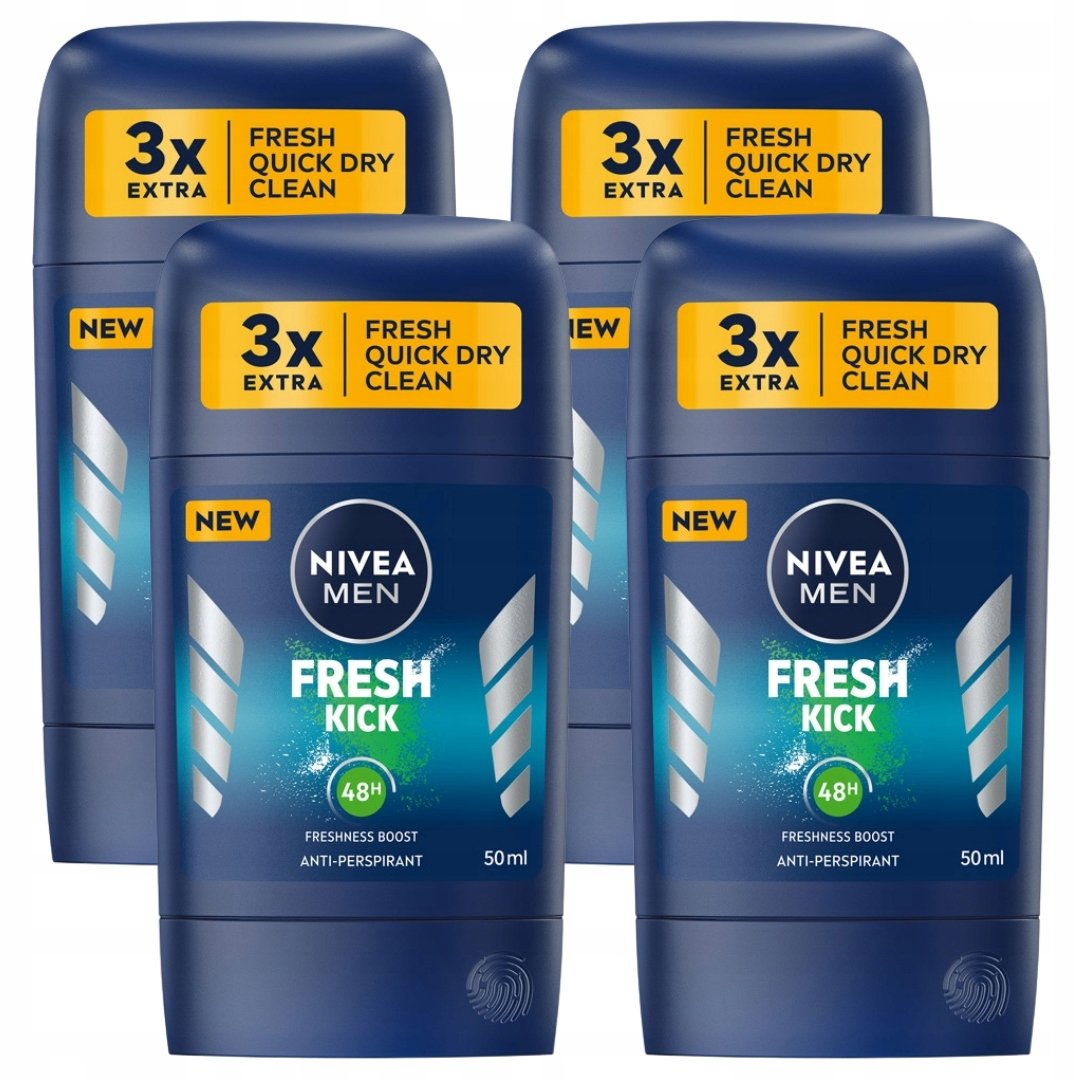 Empik NIVEA MEN Fresh Kick Antyperspirant męski w sztyfcie pod pachę 48h 50ml x4