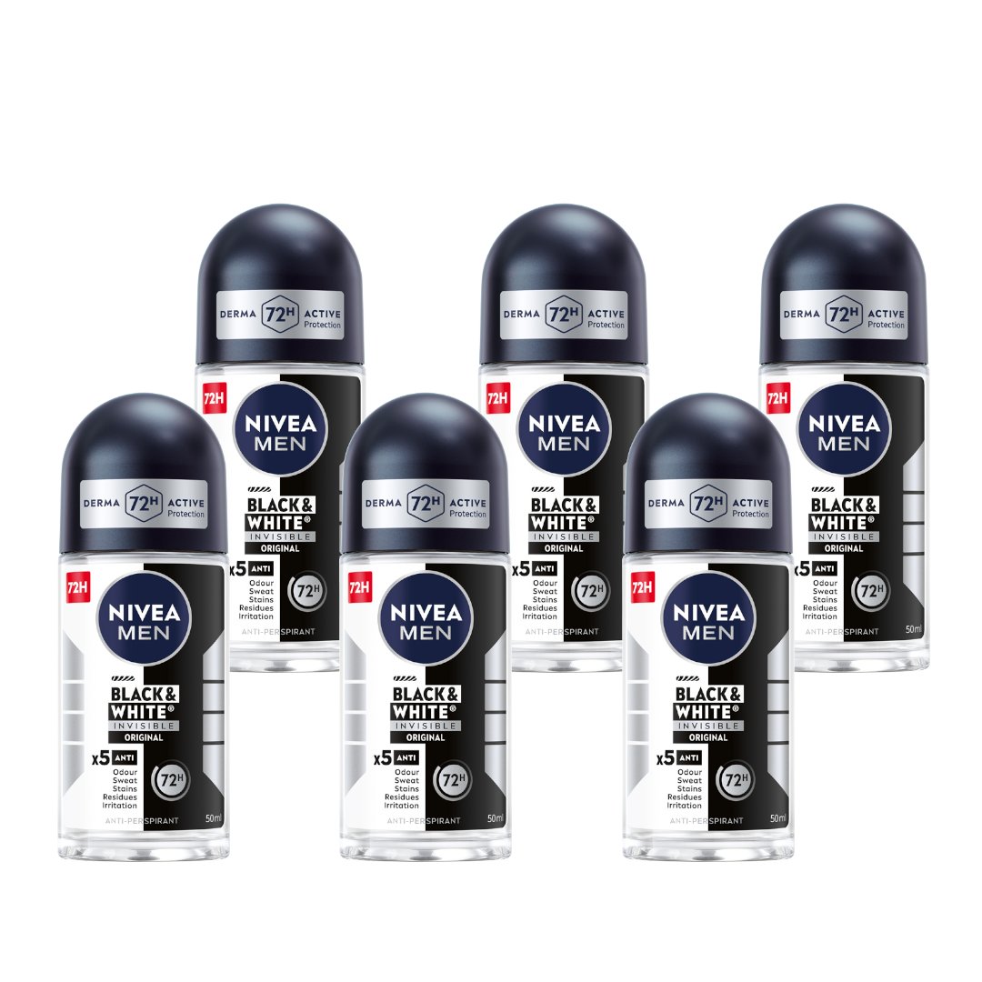 Empik NIVEA MEN Roll-On Antyperspirant B&W Invisible 6x50ml