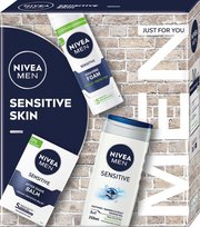 NIVEA MEN Sensitive Skin Zestaw Żel pod prysznic 3w1, 250ml + łagodzący balsam po goleniu, 100ml + łagodząca pianka do golenia, 200ml