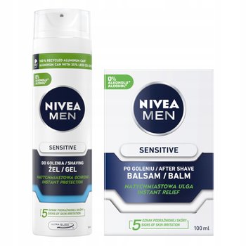 NIVEA MEN SENSITIVE Żel do golenia męski 200ml + Balsam po goleniu 100ml - Nivea Men