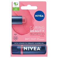 Nivea Pomadka Do Ust Na Policzki Pielęgnująca 3W1 Caring Beauty Spf30 Rose Nivea