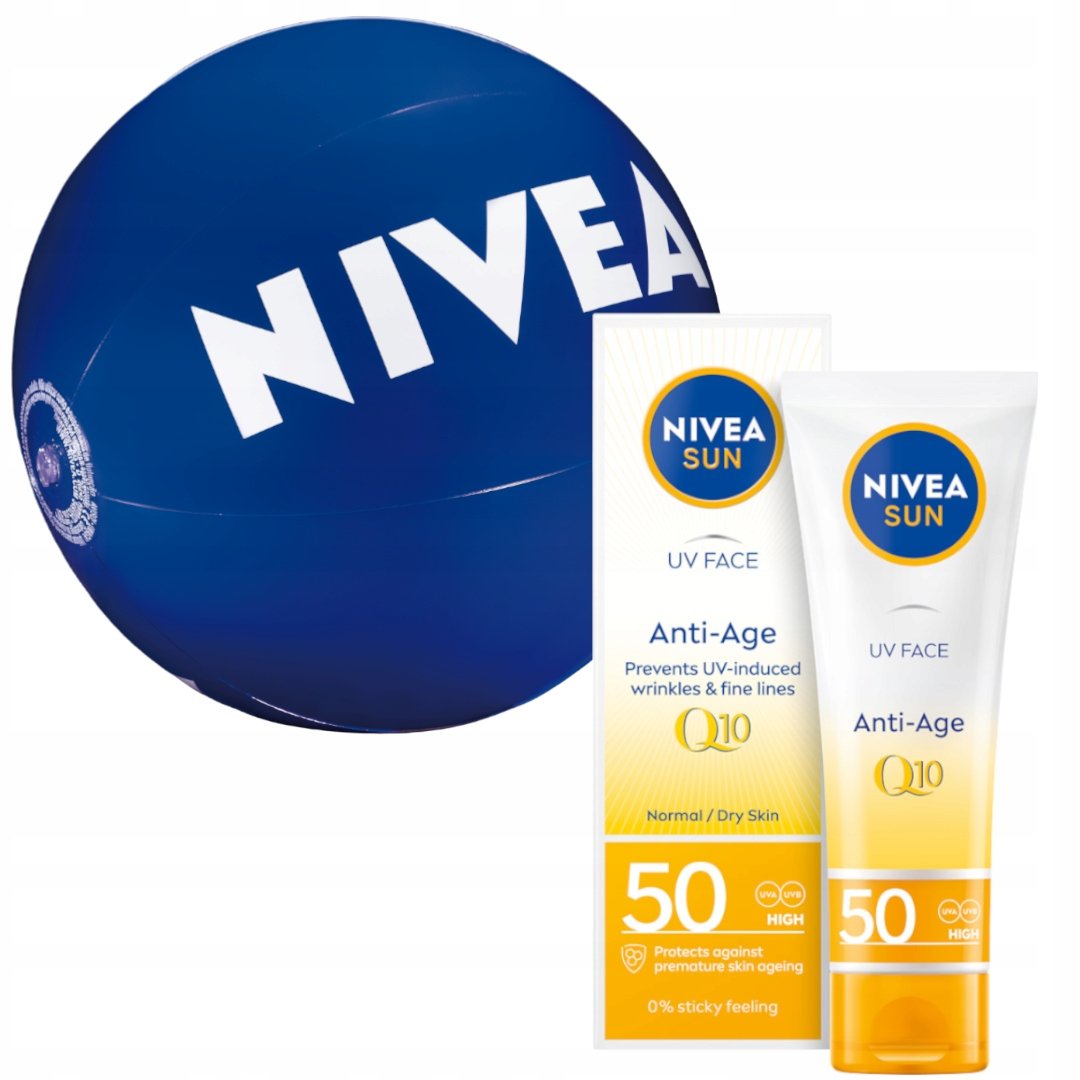 Empik NIVEA SUN Krem przeciwzmarszczkowy przeciwsłoneczny SPF50 50ml + Piłka