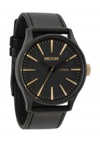 Nixon, Sentry Leather, Matte Black/Gold Nixon