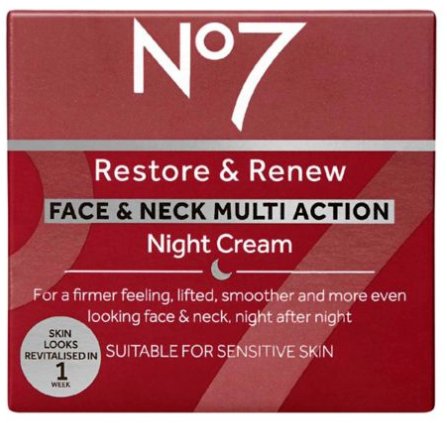 No7, Restore & Renew Face & Neck Multi Action Night Cream, Krem Do ...