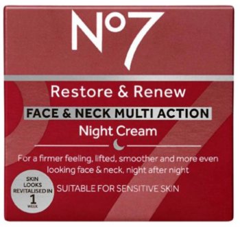 No7, Restore & Renew Face & Neck Multi Action Night Cream, Krem Do Twarzy Na Noc, 50ml - No7