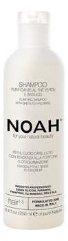 Noah, For Your Natural Beauty Purifying, Oczyszczający szampon do włosów green tea & basil, 250 ml - Noah
