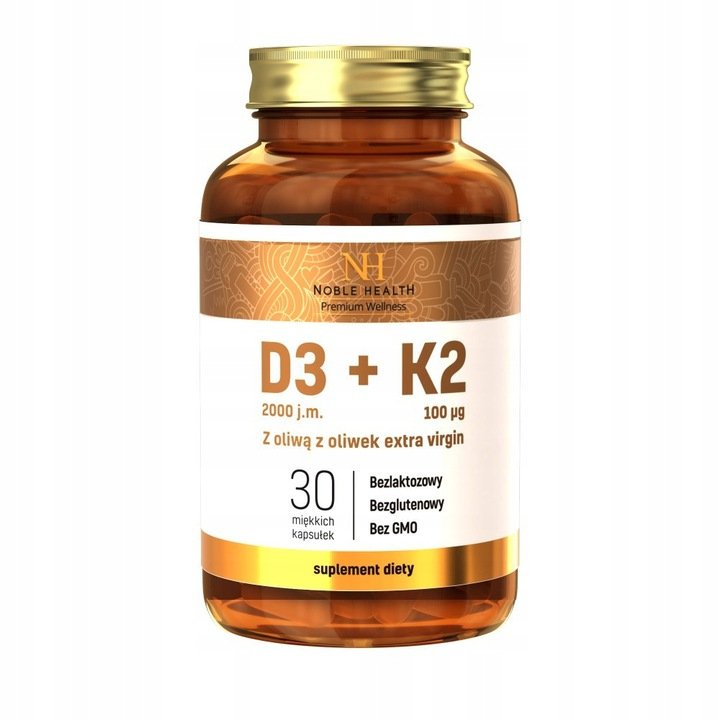 Фото - Вітаміни й мінерали Noble Suplement diety,  Health D3+K2 w oliwie z oliwek 30 kapsułek 