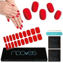 NOOVES NAILS, Premium Precured Naklejki Żelowe Do Paznokci - Karmazynowa Czerwień