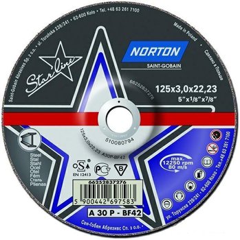 NORTON TARCZA STARLINE DO METALU 125mm x 3.0mm x 22.22mm -T42 A30P - Norton