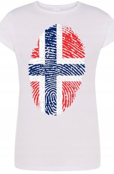 Norwegia Flaga Odcisk Damski T-Shirt Rozm.XL - Inna marka