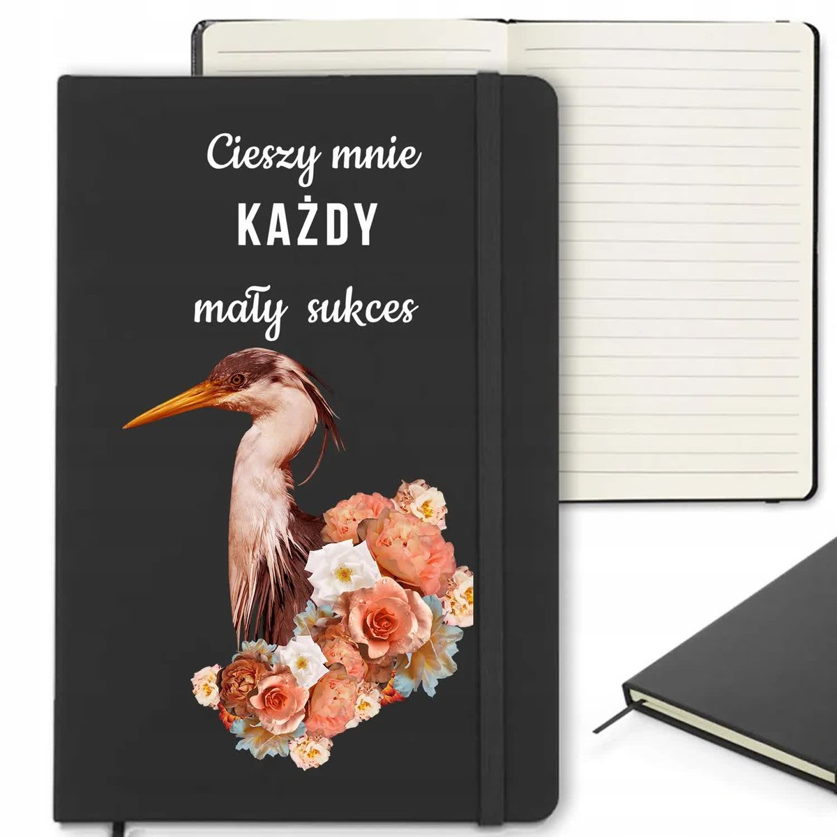 Notes Czarny W Linie Z Gumką CIESZY MNIE KAŻDY MAŁY SUKCES 120 kartek ...