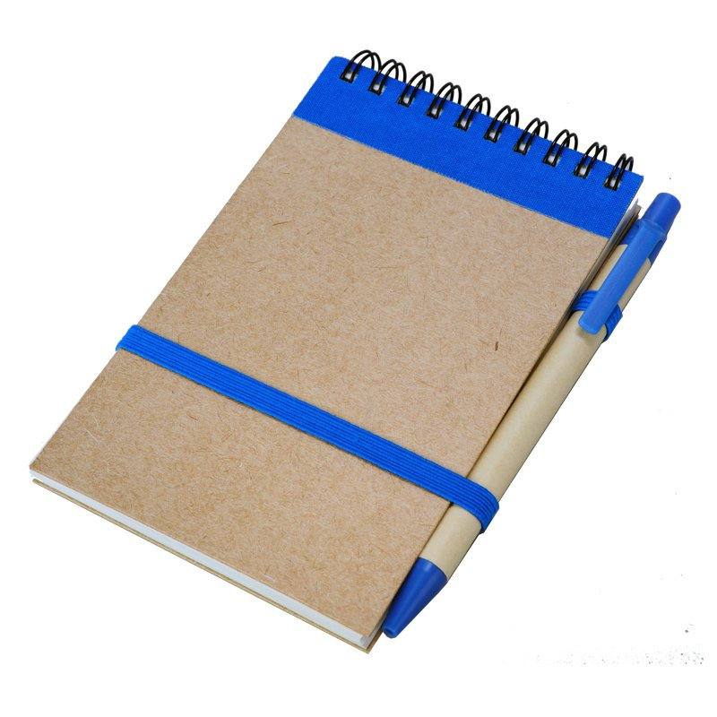 Фото - Щоденник Kraft Notes  90x140/70k gładki z długopisem, niebieski/beżowy 