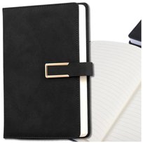 Notes notatnik zeszyt dziennik A5 elegancki skórzany zapinany czarny