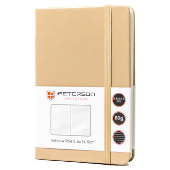 Notes Peterson notatnik dziennik mały A6 w linie twarda oprawa z gumką beżowy - Peterson