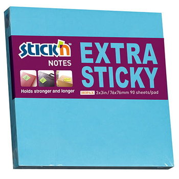 Notes samoprzylepny extra sticky 76x76mm niebieski neonowy 90 kartek Hopax 21673