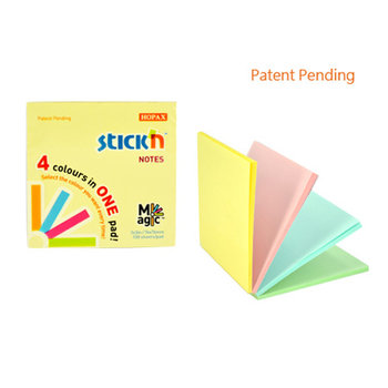 Notes samoprzylepny Magic Pad, 4 kolory, 76x76 mm - Stick'n