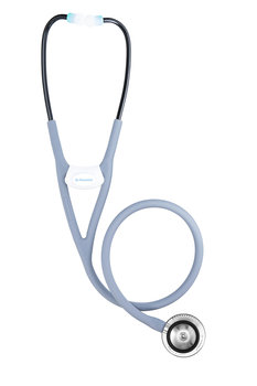 Novama Expert DR520D - JASNOSZARY Stetoskop Premium z klasyczną dwutonową głowicą kardiologiczną z funkcją strojenia dźwięku i silikonowym przewodem - Novama
