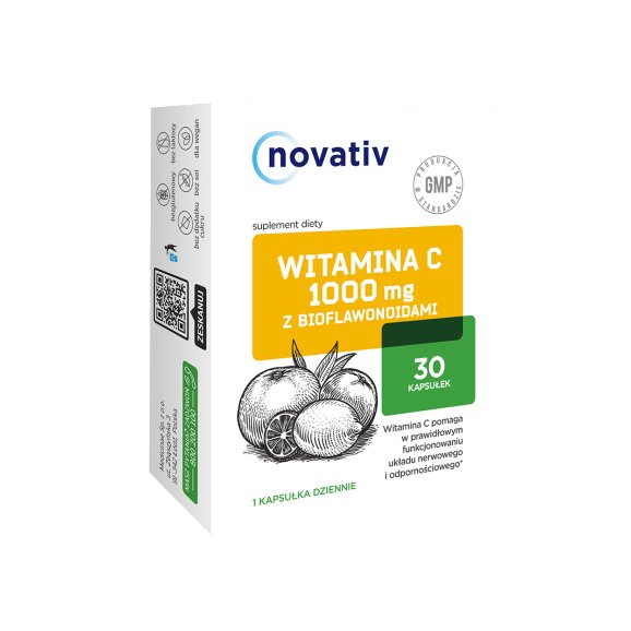 Фото - Вітаміни й мінерали Novativ, Suplement diety Witamina C 1000 mg z bioflawonoidami, 30 kaps.