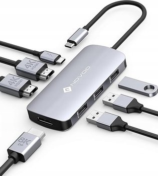 Novoo RM7 Stacja dokująca - 7w1 - 2x HDMI - 3 x USB A - DP - USB C - Inny producent