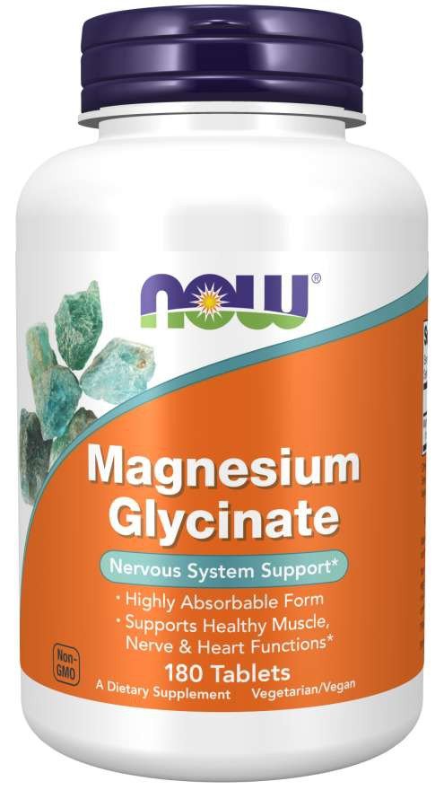 Фото - Вітаміни й мінерали Now Foods Diglicynian Magnezu 100 mg, Suplement diety, 180 tabletek 