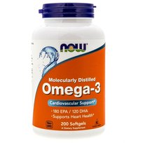 Now Foods, Omega-3, 1000 mg, Suplement diety, 200 kaps. Now Foods
