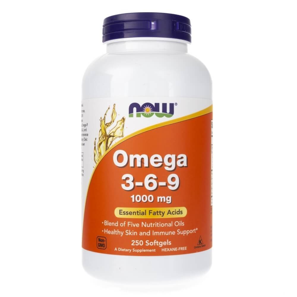 Фото - Вітаміни й мінерали Now Suplement diety,  Foods, Omega 3-6-9, 100 mg, 250 kapsułek 