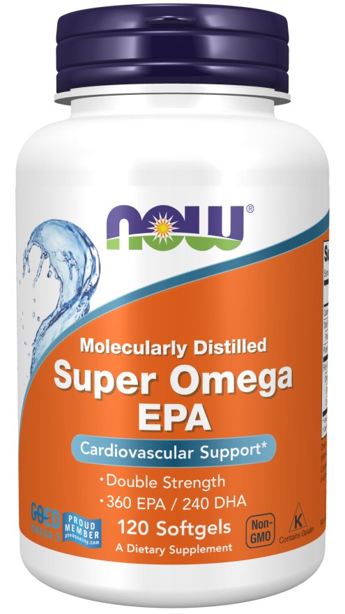 Фото - Вітаміни й мінерали Now Suplement diety,  Foods, Super Omega EPA 360 mg DHA, 120 kaps. 