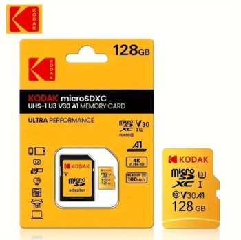 NOWA Karta KODAK microSD XC 128GB UHS-I U3 V30 A1 CL 10 4K Ultra HD Adapter - Inny producent