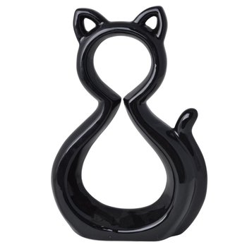 Nowoczesna ozdoba ceramiczna - czarny kot Kita 25,5 cm - Duwen