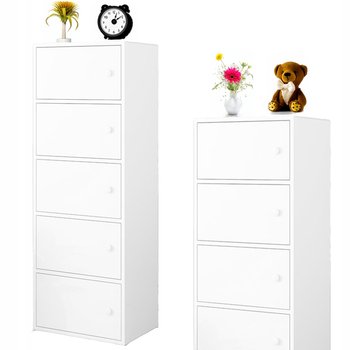 NOWOCZESNA POJEMNA KOMODA SZAFKA DUŻA BIAŁA SKANDYNAWSKI LOFT RETRO 5 PÓŁEK - TimeTrade