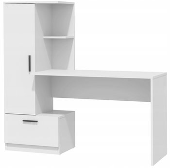Nowoczesne biurko z regałem REGI BIAŁY REGAŁ BIURKO SZUFLADA UCHWYTY STYL - Meblowa 1