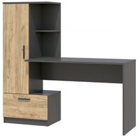 Nowoczesne biurko z regałem REGI REGAŁ BIURKO SZUFLADA antracyt/dąb craft