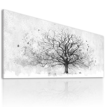 Nowoczesny Obraz Drukowany Na Płótnie- Abstrakcyjne Drzewo W  Szarości 147X60Cm - Ludesign-gallery