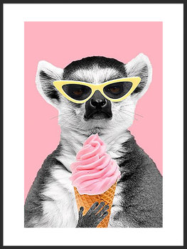 Nowoczesny Obraz Plakat A3 30x42 cm Zabawny Lemur / Fabryka Plakatu - Fabryka plakatu