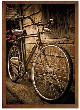 Nowoczesny obraz w brązowej ramie w rozmiarze 40x50 cm - Bicycles - Postergaleria