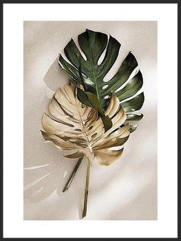 Nowoczesny plakat FABRYKA PLAKATU Liść Złota Monstera A3, 30x42 cm - Fabryka plakatu