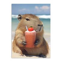 Nowoczesny plakat na ścianę KAPIBARA na plaży Plakaty młodzieżowe 50x70