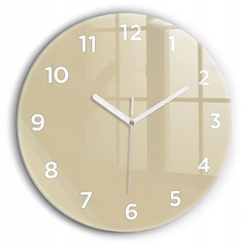 Nowoczesny szklany zegar ścienny z nadrukiem Beżowy białe wskazówki fi60 cm - Inny producent