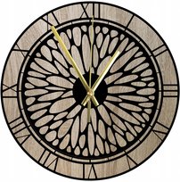 Nowoczesny Zegar Ścienny Drewniany Dąb Sonoma Stylowy Pokojowy 45 cm