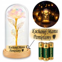 NOWOCZESNY ZNICZ LED NA BATERIE, RÓŻA WIECZNA Z GRAWEREM DLA DZIECKA, CÓRKI