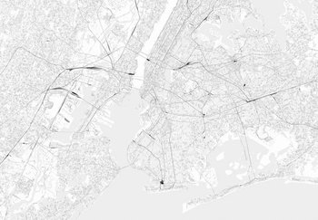 Nowy Jork - Czarno-Biała Mapa Miasta - Fototapeta - Nice Wall