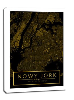 Nowy Jork mapa złota - obraz na płótnie 61x91,5 cm - Galeria Plakatu