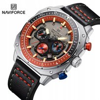 Nowy, Masywny Zegarek Naviforce, Wojskowy Styl, Day-Date, Chronograf
