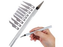 Nóż Modelarski Skalpel Nożyk Do Cięcia Papieru Precyzyjny Lekki + 9 Ostrzy 3 Rodzaje Ostrzy