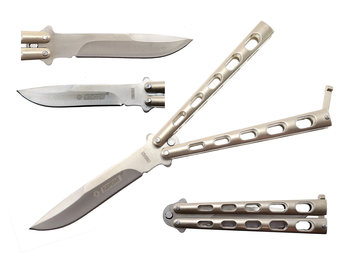 Nóż motylek balisong Kandar srebrny aluminium szczotkowane - Kandar