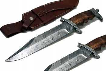 Nóż myśliwski BOWIE Impact CK-1040 taktyczny stal DAMASCEŃSKA drewno Etui - OEM