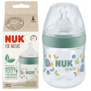 NUK FOR NATURE Butelka antykolkowa ze wskaźnikiem ciepła 150ml smoczek wolny przepływ zielona - Nuk