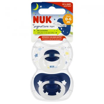 NUK Smoczek silikonowy 0-6m Signature Night niebieski op.2 szt. 10175270 - Nuk