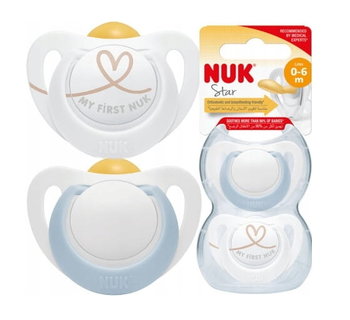 Nuk Star Lateksowy Smoczek Uspokajający 2szt 0-6m Niebieskie 726070 - Nuk