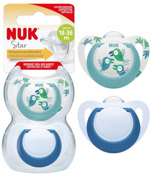 Nuk Star Silikonowy Smoczek Uspokajający 18-36M 2Szt 739745 Niebieski - Nuk